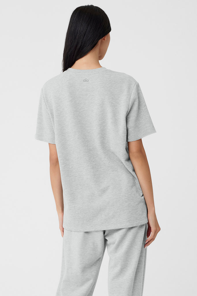 Micro Waffle Sierra Short Sleeve Top in Athletic Heather Grey by Alo Yoga -  Work Well Daily