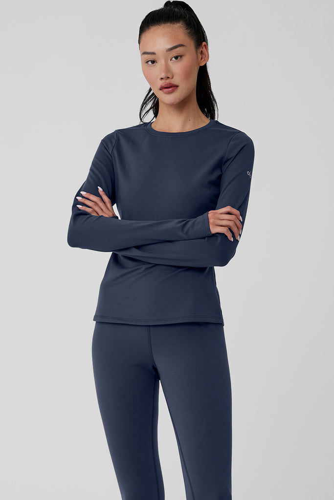 Airbrush Winter Warm Nocturne Long Sleeve Navy Alo Yoga