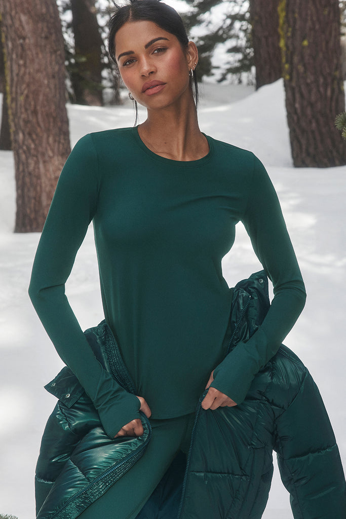 Airbrush Winter Warm Nocturne Long Sleeve - Midnight Green