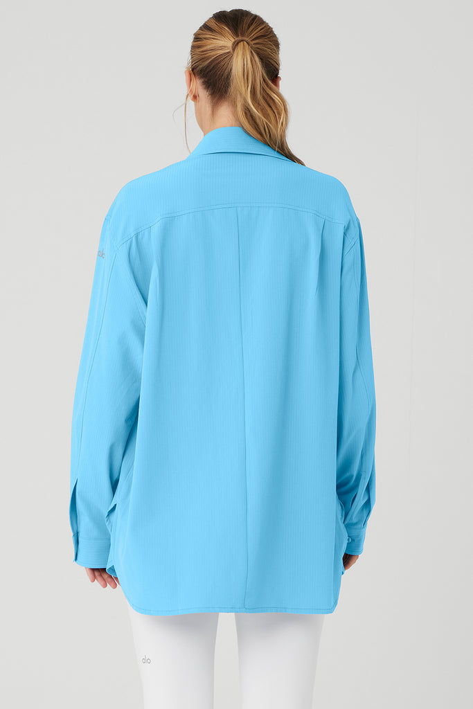 Dreamscape Button Down Long Sleeve - Azure Blue | Alo Yoga