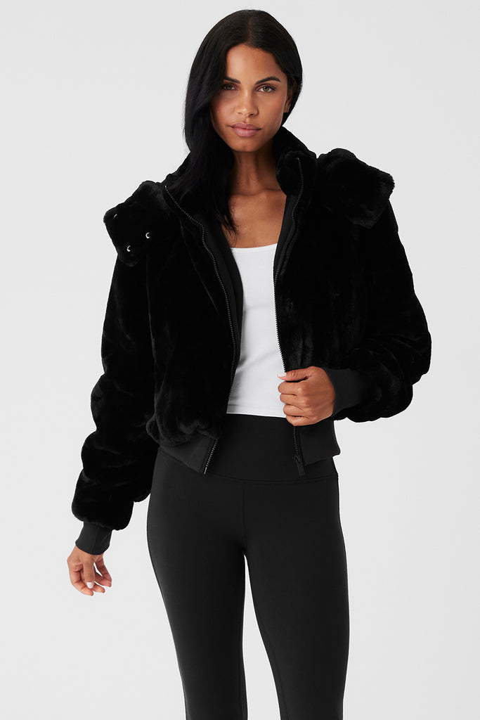 Buy Alo Wo Flurry Faux Fur Jacket - Black At 64% Off