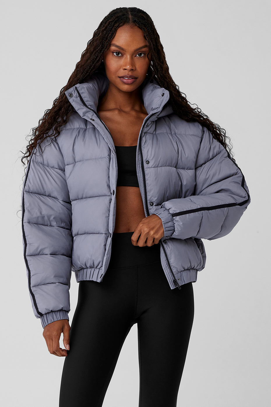 Women Grey Puffer Winter Jacket