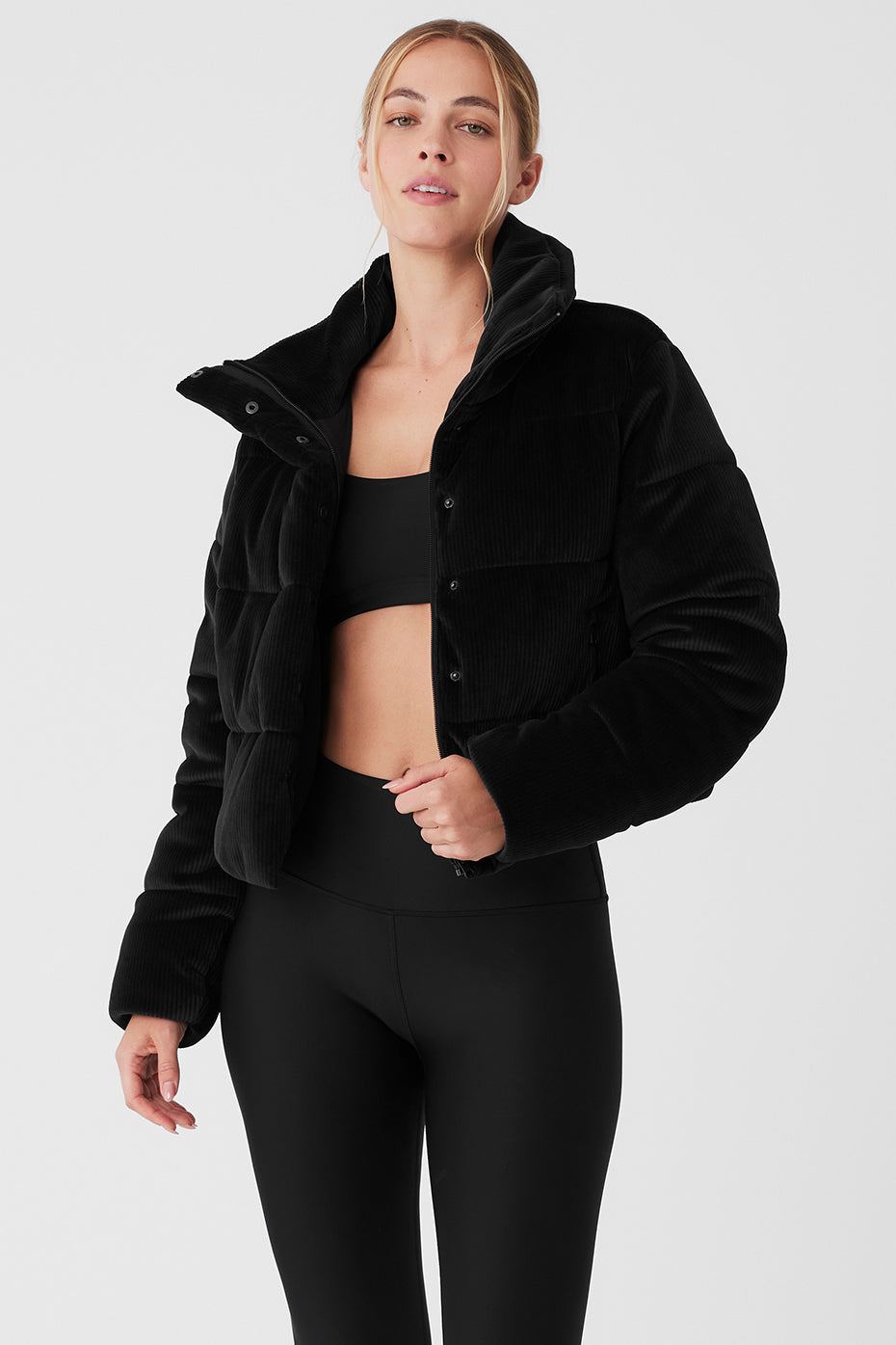 Forever 21 Thrills Patch Velour Puffer Jacket