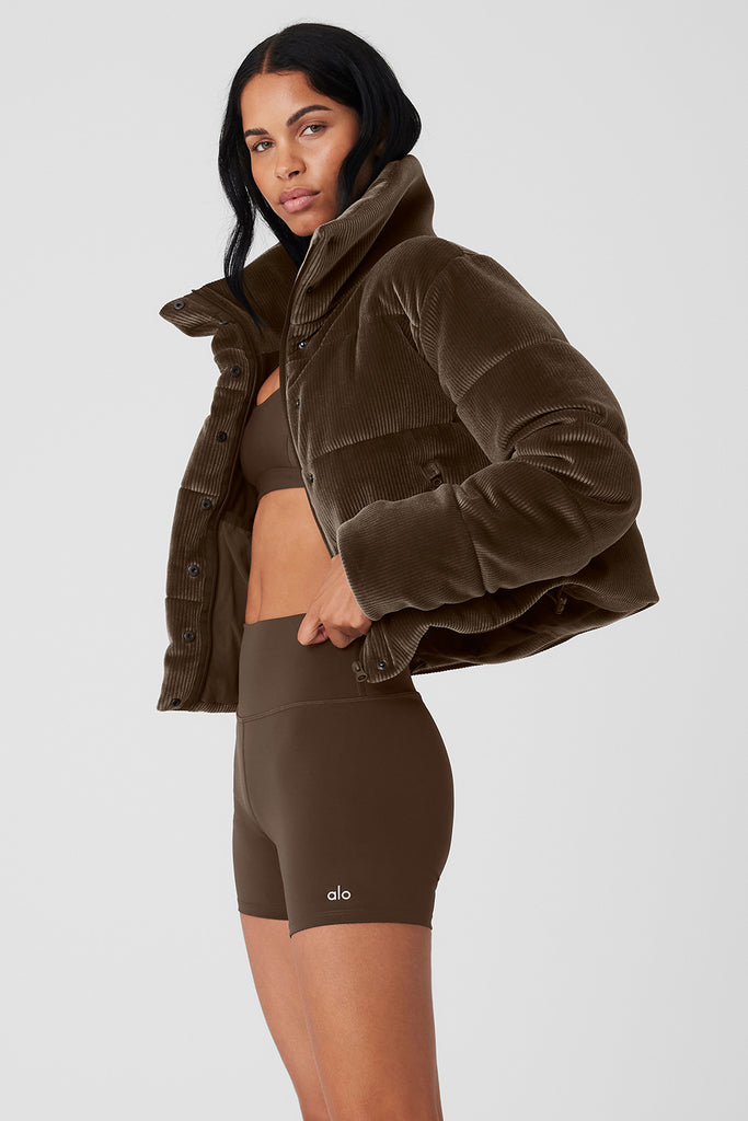 Alo Yoga Gold Rush Puffer Jacket In Espresso Brown Size XS - $190