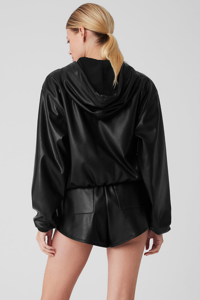 Faux leather zip up jacket