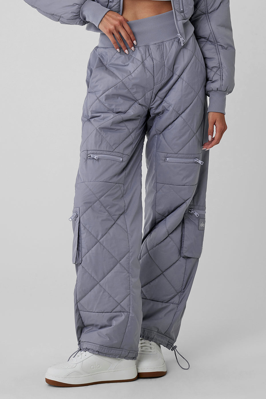 Alo Yoga® High-waist Ski-moto Puffer Pants - Fog