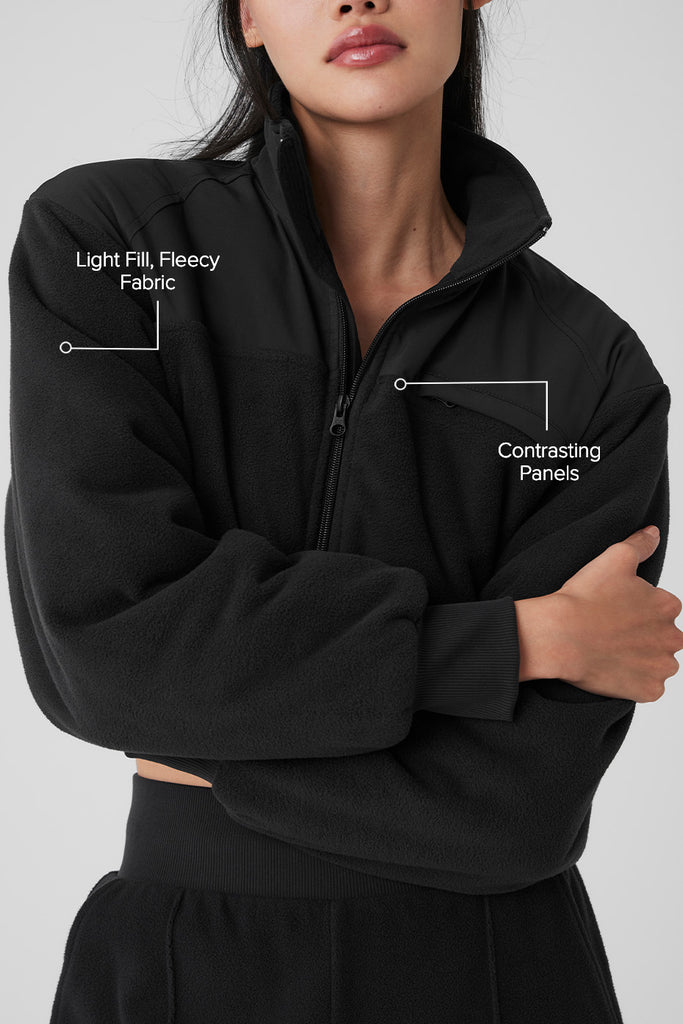 Polar Fleece Cropped Wintry Mix Jacket - Black | Alo Yoga