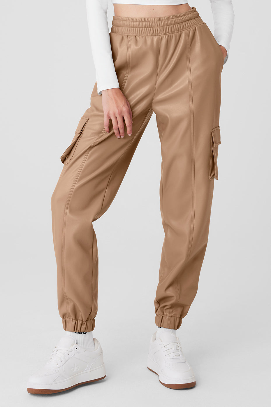 High-Waist On Point Moto Trouser - Toasted Almond