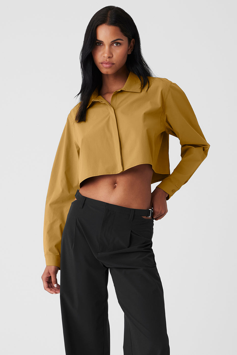 Cropped Take Me Out Button Up - Golden Olive Branch