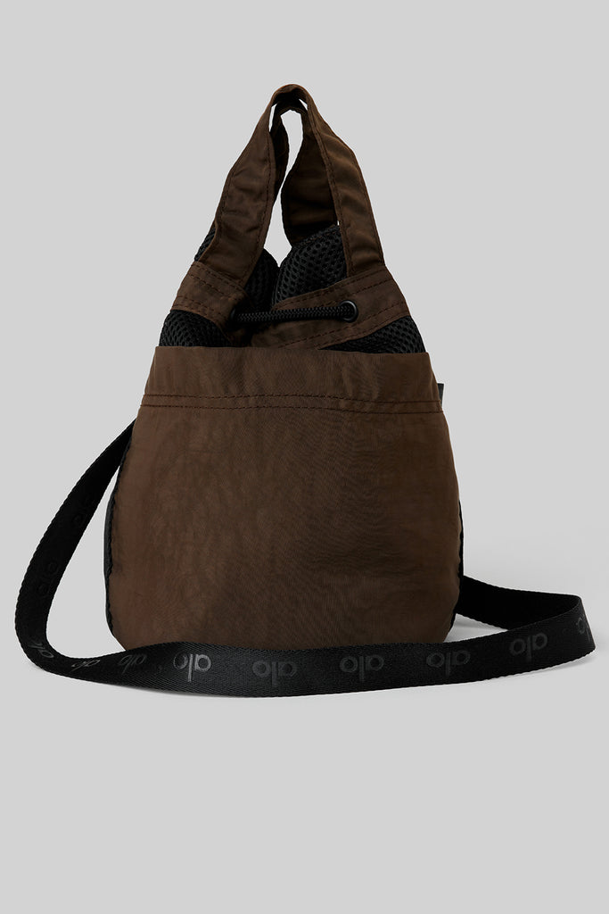 Cross Body Bucket Bag - Espresso/Black