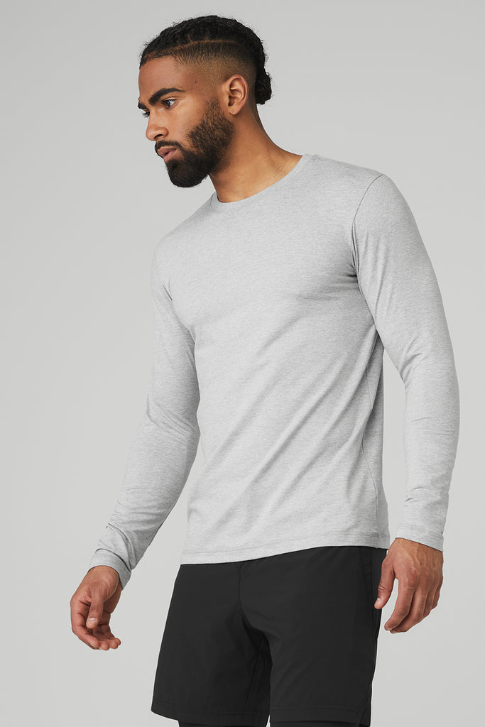 ZELOS Men's Gray Crew Neck Activewear Long Sleeve Shirt Size XL