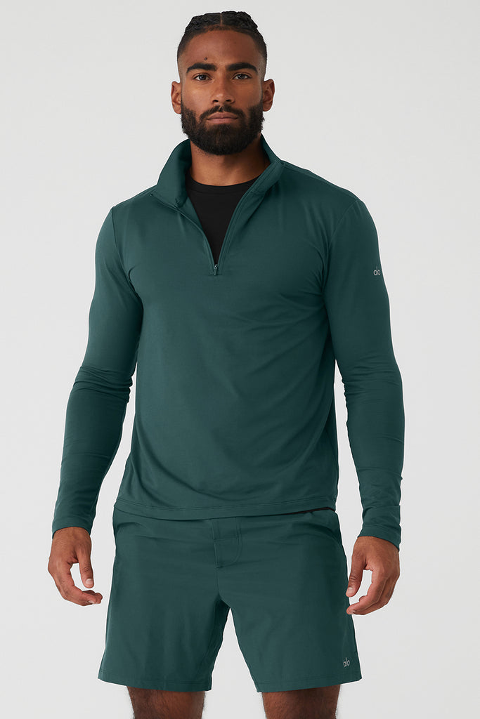 Conquer 1/4 Zip Reform Long Sleeve - Midnight Green | Alo Yoga