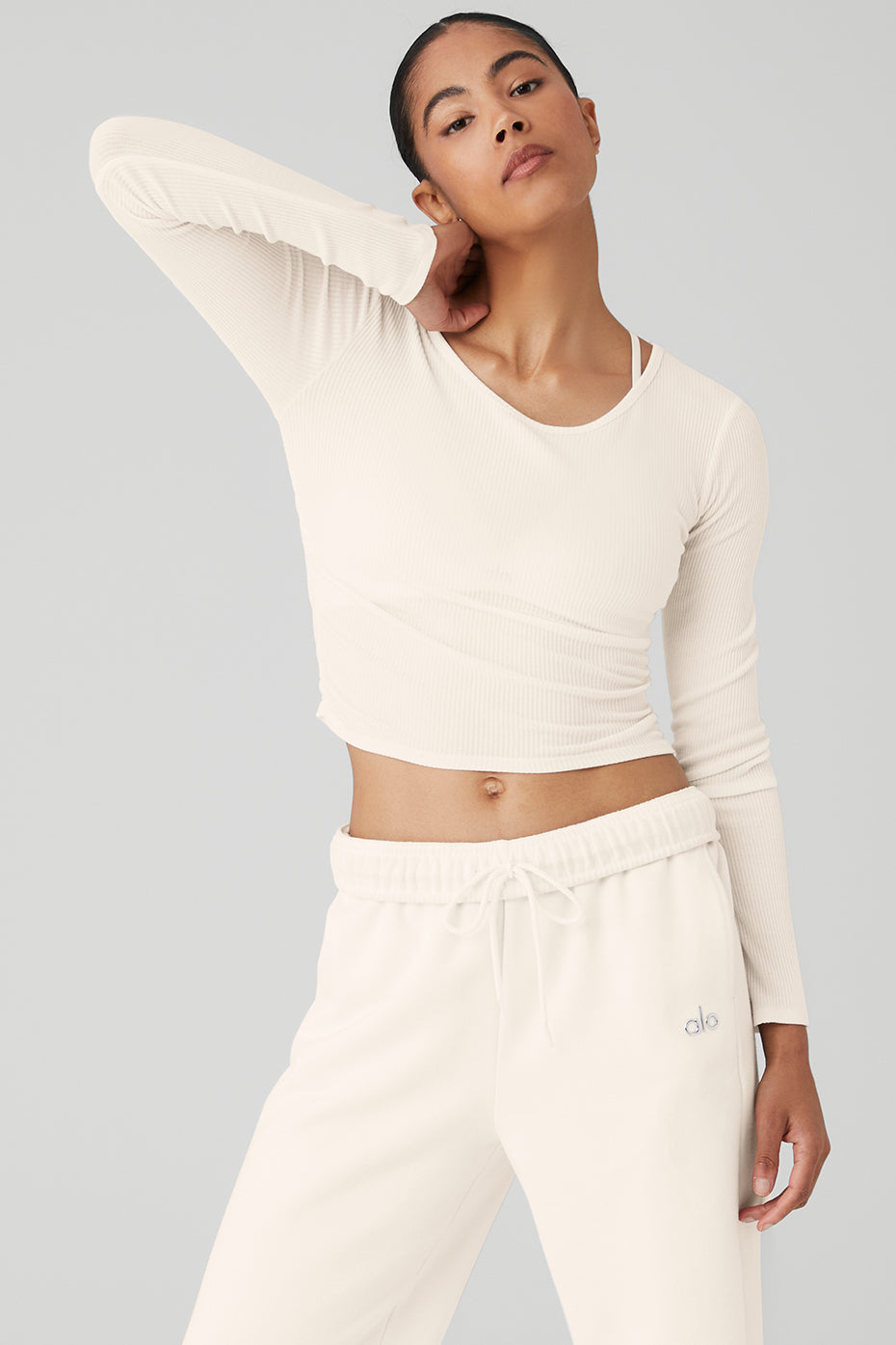Cropped Escalate Wrap Top - Ivory