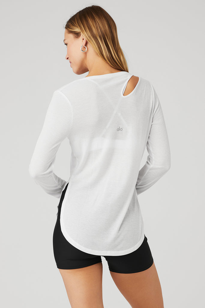 Ribbed Knotty Long Sleeve - White