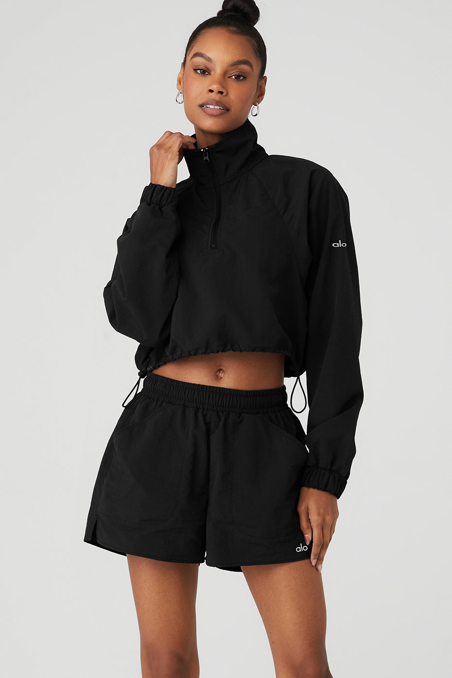 Renown Cropped Button-Up Pullover - Black