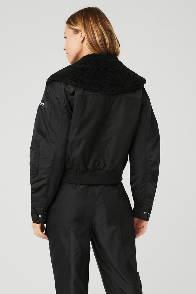 Alo Yoga Bomber Jacket - Black Jackets, Clothing - WALOY32331