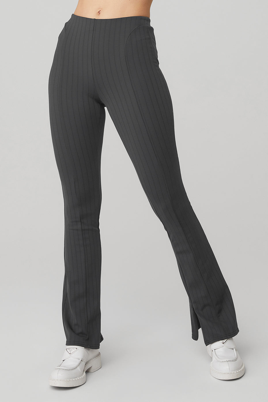Skinny-Leg, High-Waist Dress Pant Yoga Pants (Aegean Pinstripe)