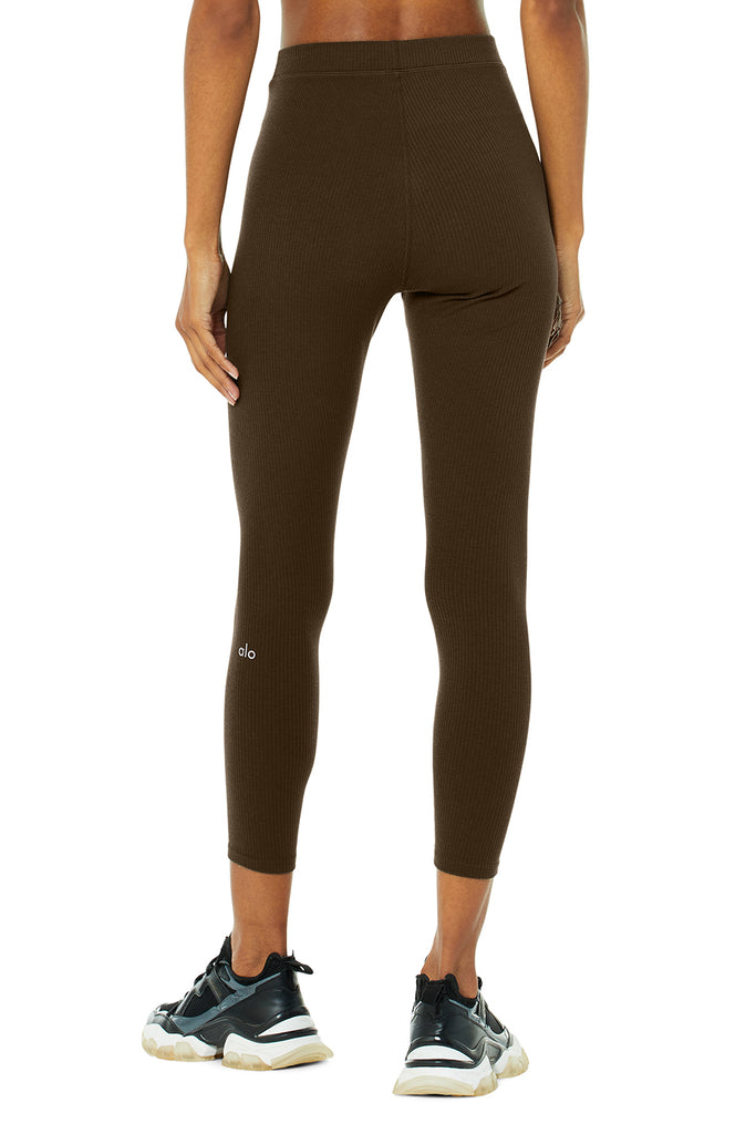 Ribbed High-Waist 7/8 Blissful Legging - Espresso | Alo Yoga