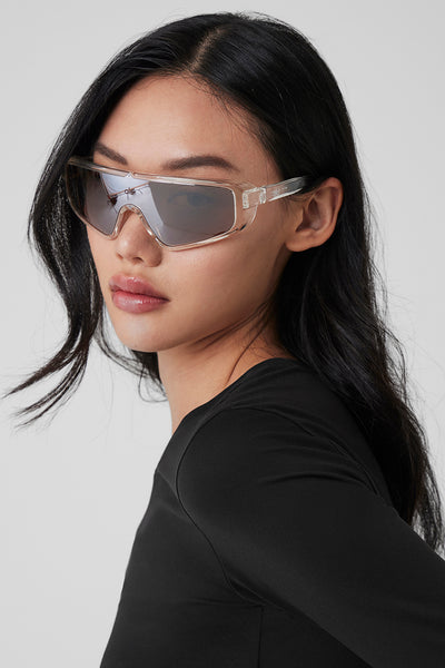 Infamous Sunglasses Chrome Shiny Clear Alo Yoga