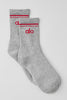 Unisex Half-Crew Throwback Sock - Athletic Heather Grey/Bold Red