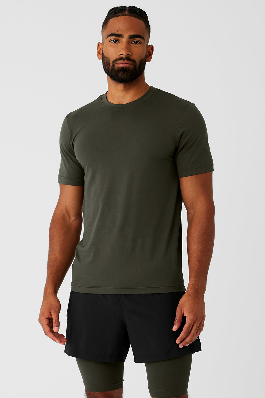 Conquer Reform Crewneck Short Sleeve Stealth Green Alo Yoga