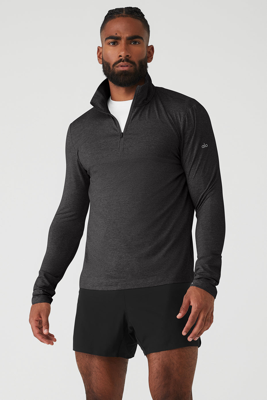 Conquer 1 4 Zip Reform Long Sleeve Dark Heather Grey Alo Yoga