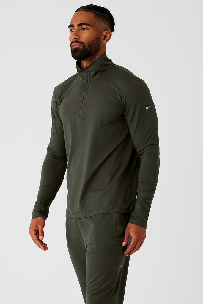 Conquer 1/4 Zip Reform Long Sleeve - Stealth Green | Alo Yoga