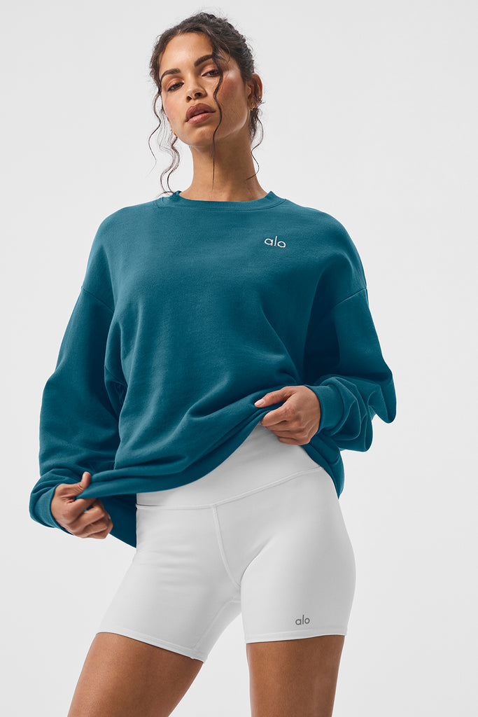 Accolade Crew Neck Pullover - Oceanic Teal | Alo Yoga