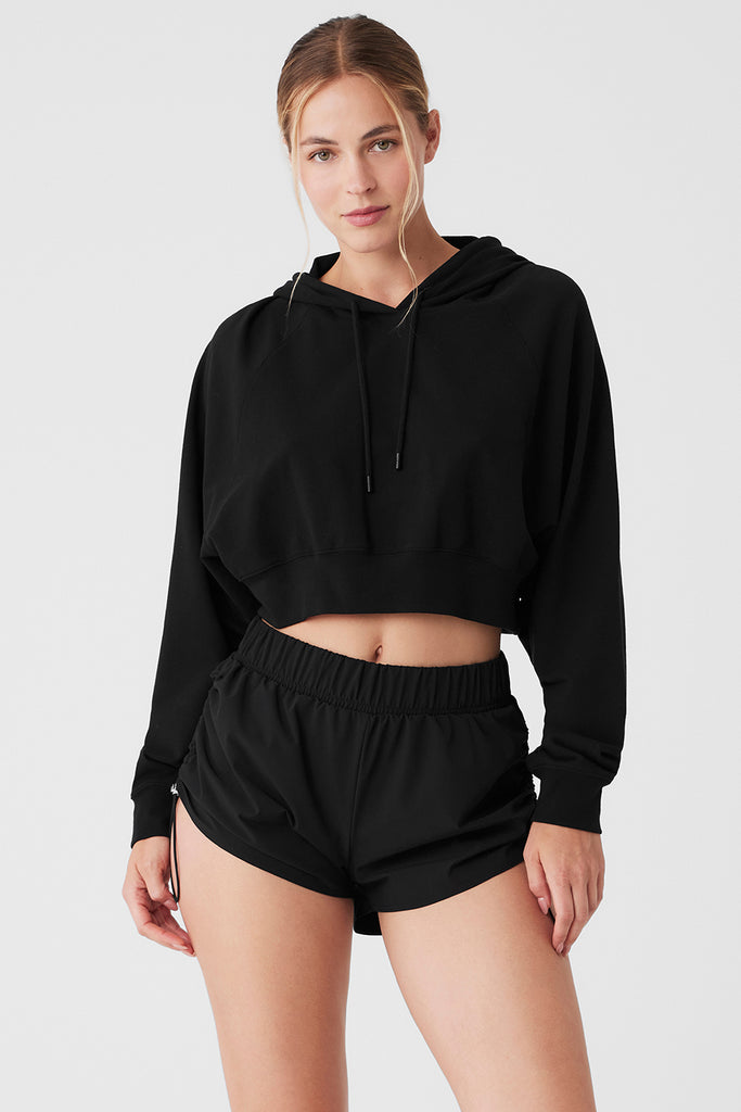 Cropped Double Take Hoodie - Black | Alo Yoga