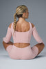 Ribbed Cropped Butterfly Long Sleeve - Ballet Pink
