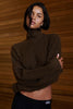 Cable Knit Cropped Winter Bliss Turtleneck Long Sleeve - Espresso