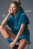 Cropped In The Air Short Sleeve Hoodie - Eclipse Blue