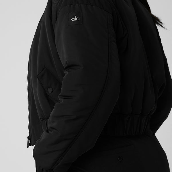 Alo Yoga Bomber Jacket - Black Jackets, Clothing - WALOY32595