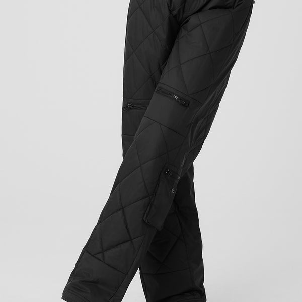 Buy Alo Yoga® High-waist Moto Puffer Pants - Black/dark Navy At 40% Off
