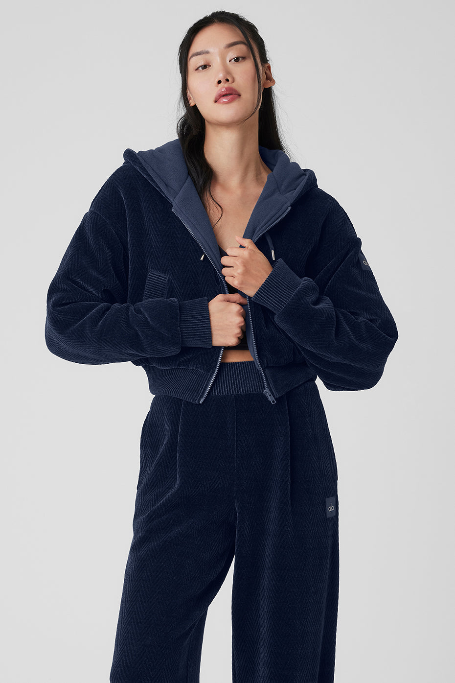 Cropped Cozy Day Full Zip Jacket Navy Alo Yoga