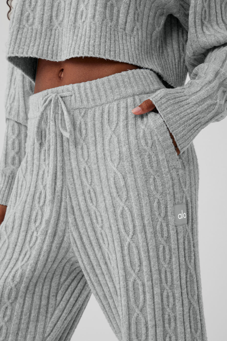 Cable Knit Winter Bliss Pant - Athletic Heather Grey | Alo Yoga