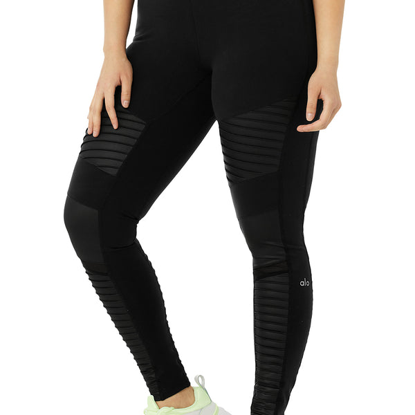 Alo Yoga Women's Moto Legging, Slate Glossy, XL : : Fashion